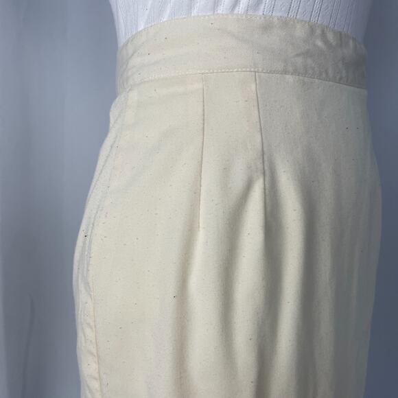 Vintage Pencil Skirt Size 8 Cream Off White Solid Midi Preppy Minimalist 80s 90s - Picture 4 of 14